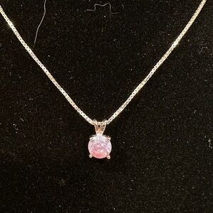Sterling Silver with Pink Lab Opal Pendant Necklace
